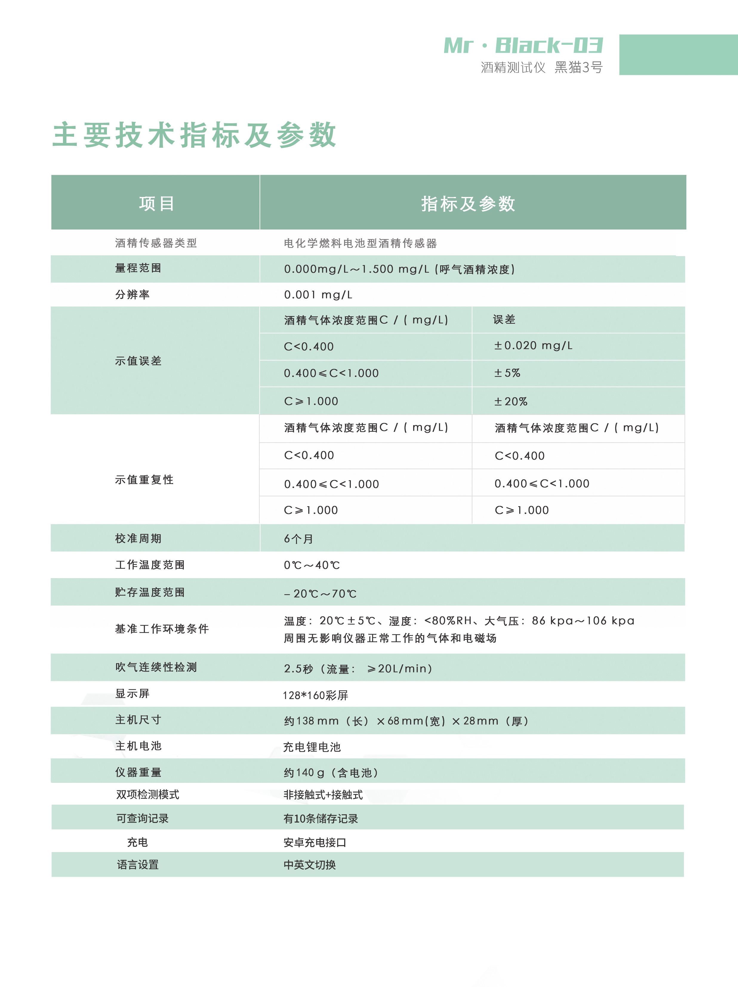 黑猫3号酒精测试仪